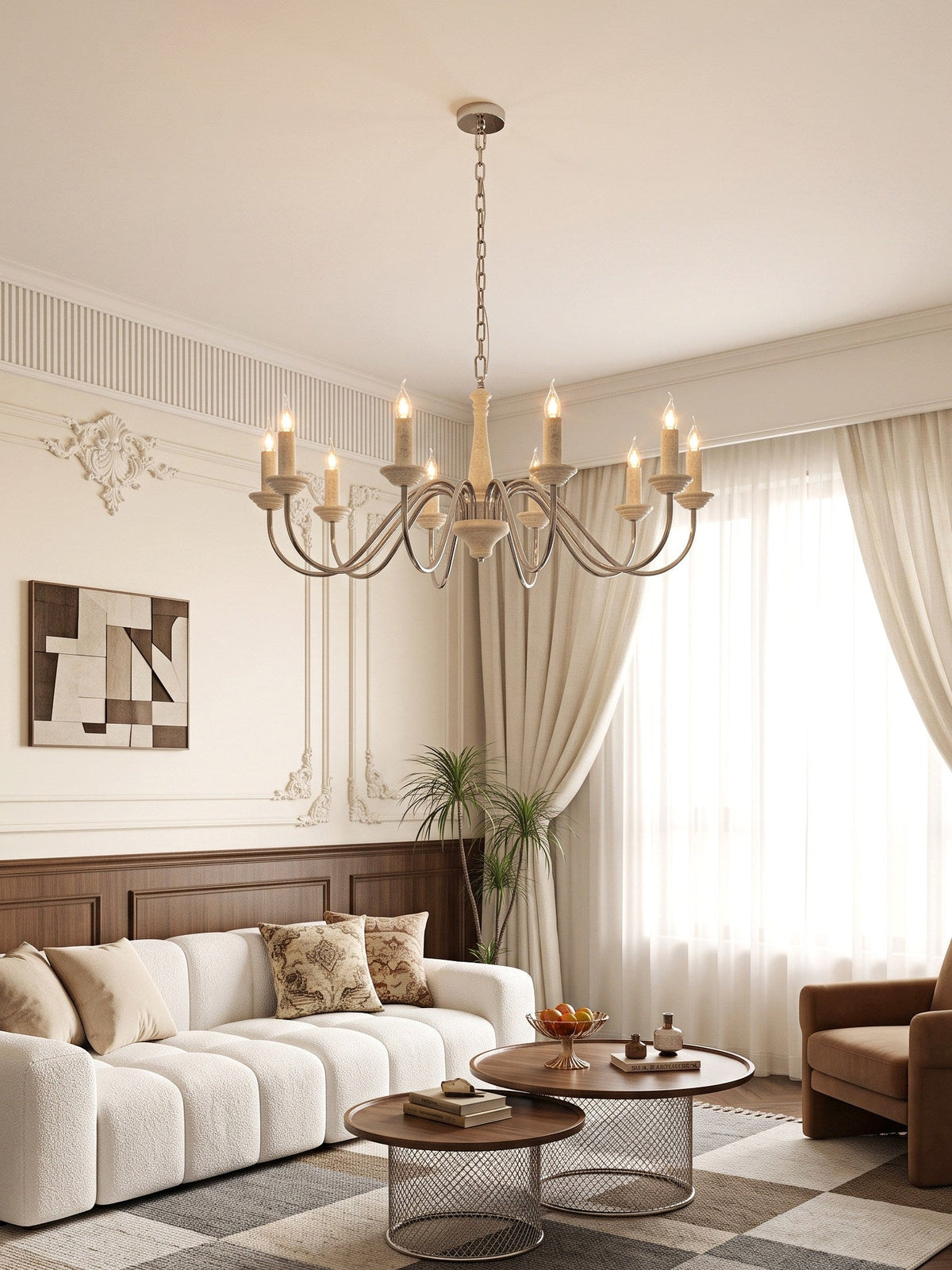 Veyra Travertine Candle Chandelier