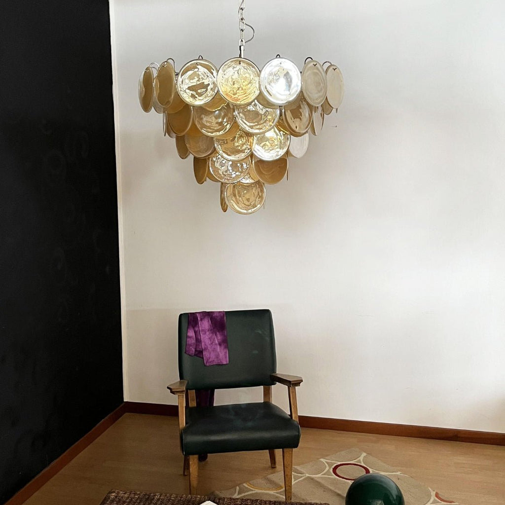 Orange Glass Disc Chandelier
