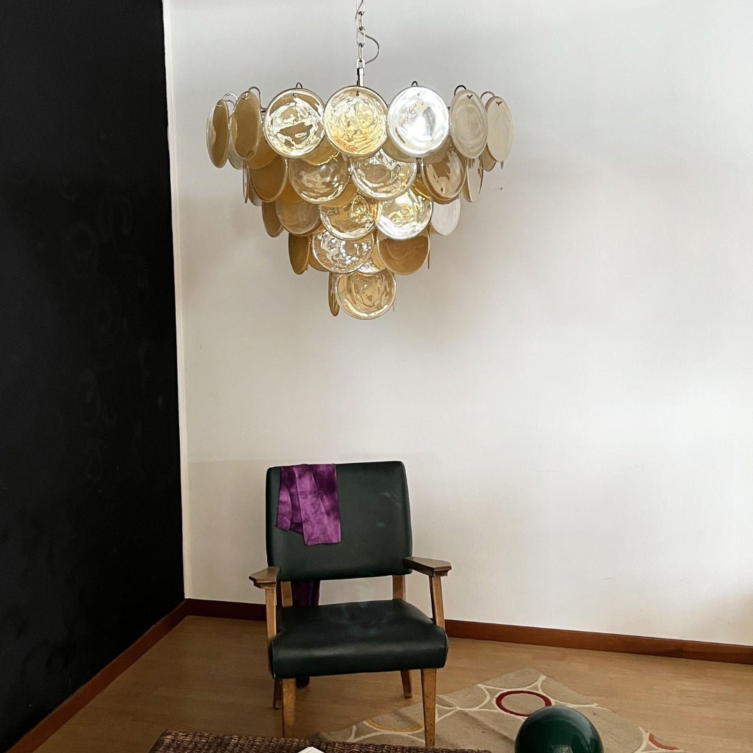 Orange Glass Disc Chandelier