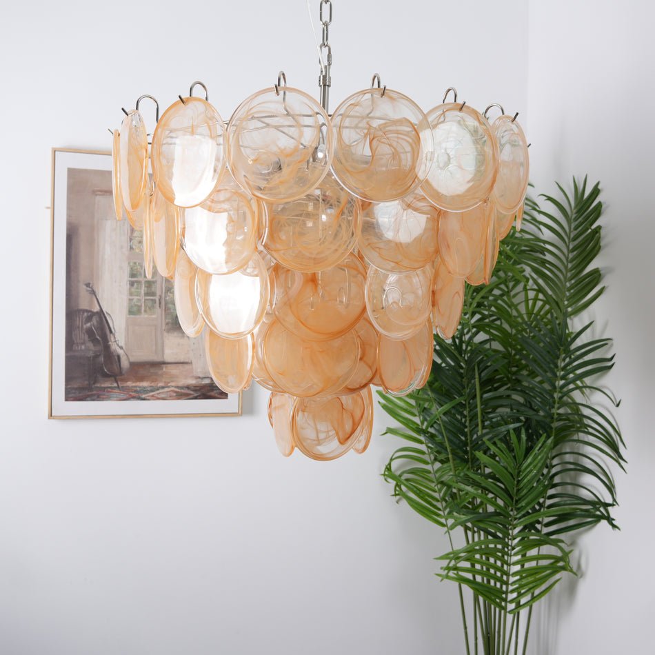 Orange Glass Disc Chandelier