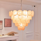 Orange Glass Disc Chandelier