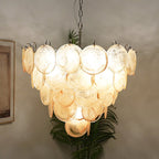 Orange Glass Disc Chandelier