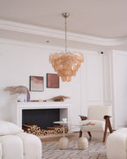 Orange Glass Disc Chandelier