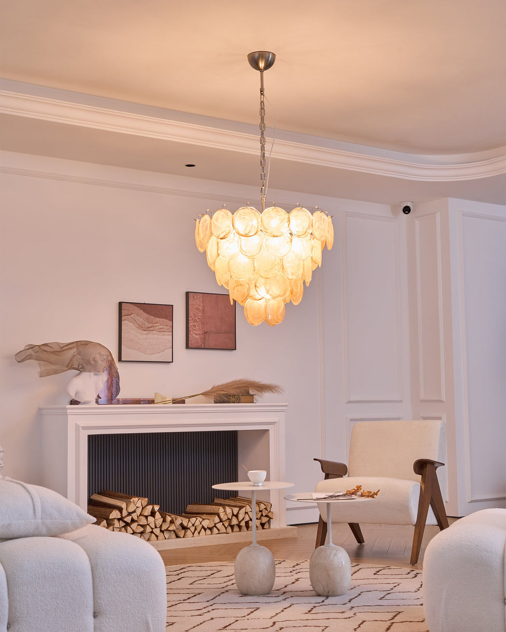 Orange Glass Disc Chandelier