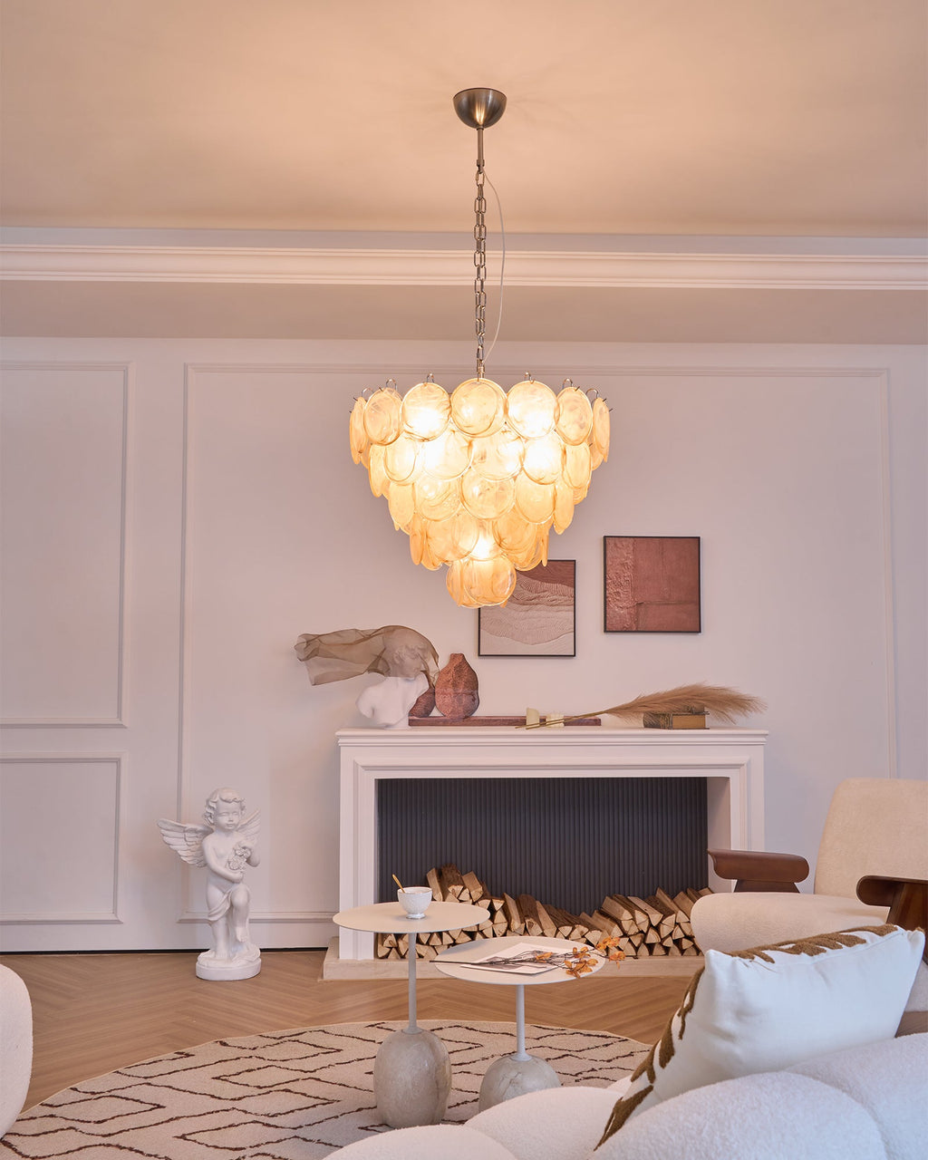 Orange Glass Disc Chandelier