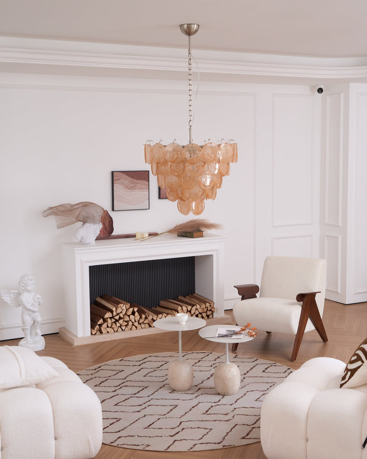 Orange Glass Disc Chandelier