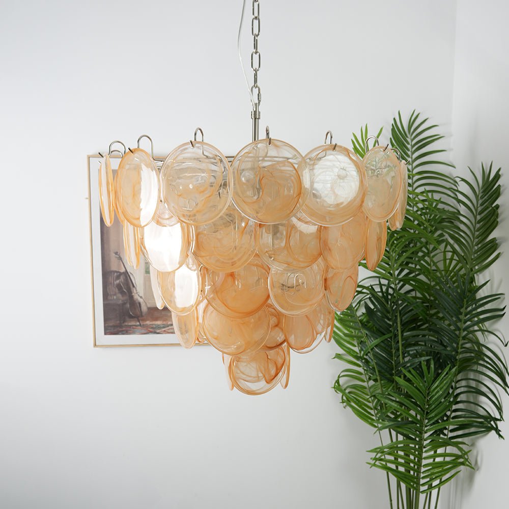 Orange Glass Disc Chandelier