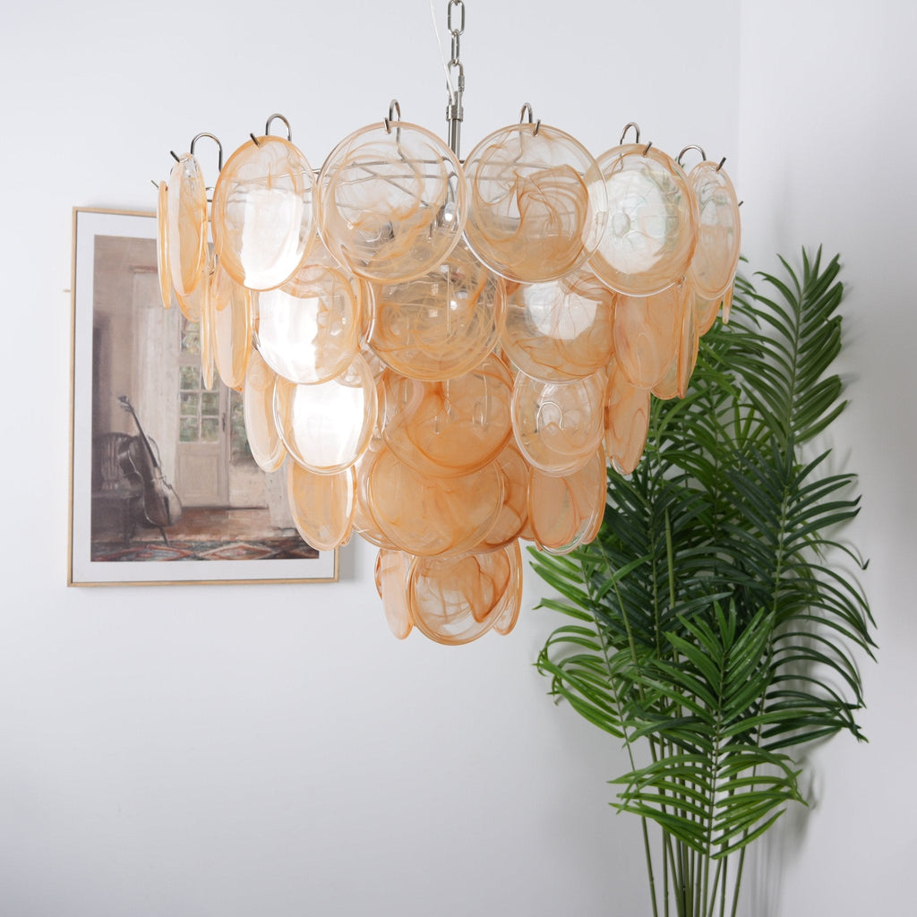 Orange Glass Disc Chandelier