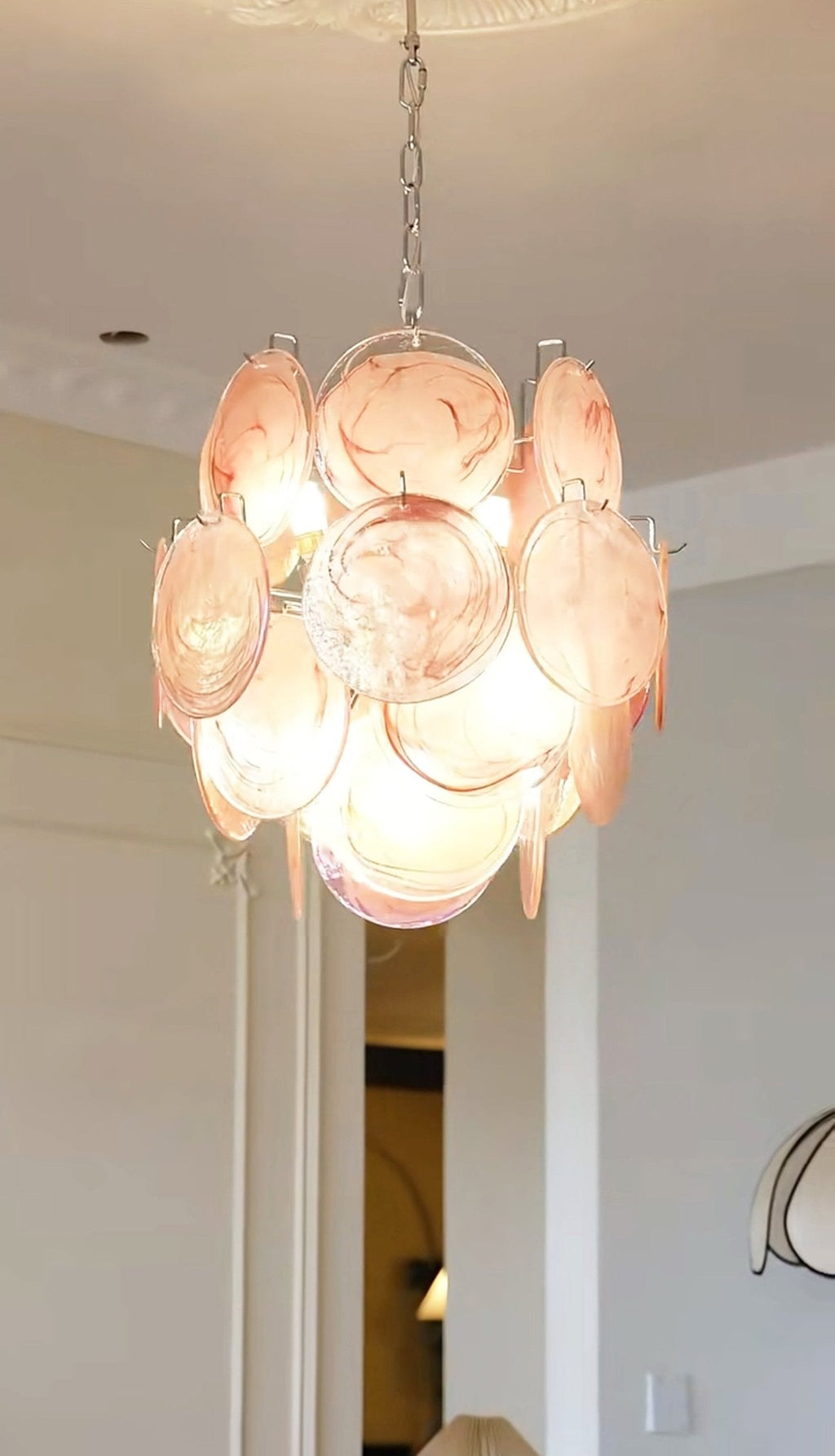 Pink Disc Glass Chandelier