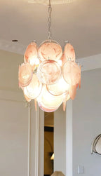 Pink Disc Glass Chandelier