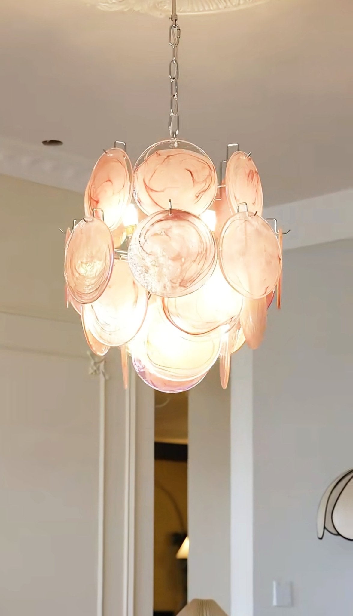 Pink Disc Glass Chandelier