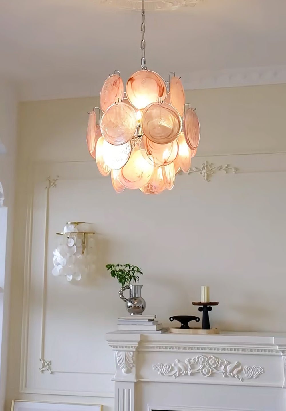 Pink Disc Glass Chandelier