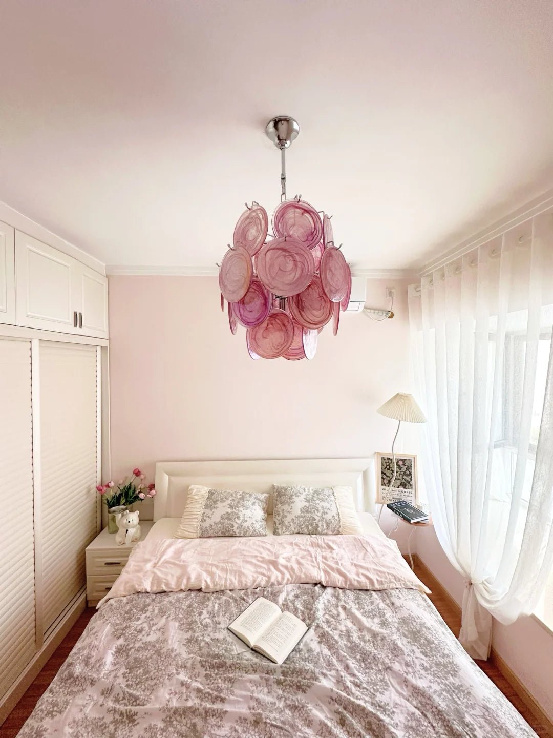 Pink Disc Glass Chandelier