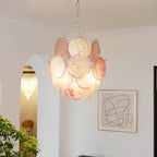 Pink Disc Glass Chandelier
