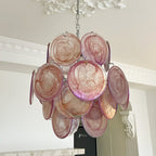 Pink Disc Glass Chandelier