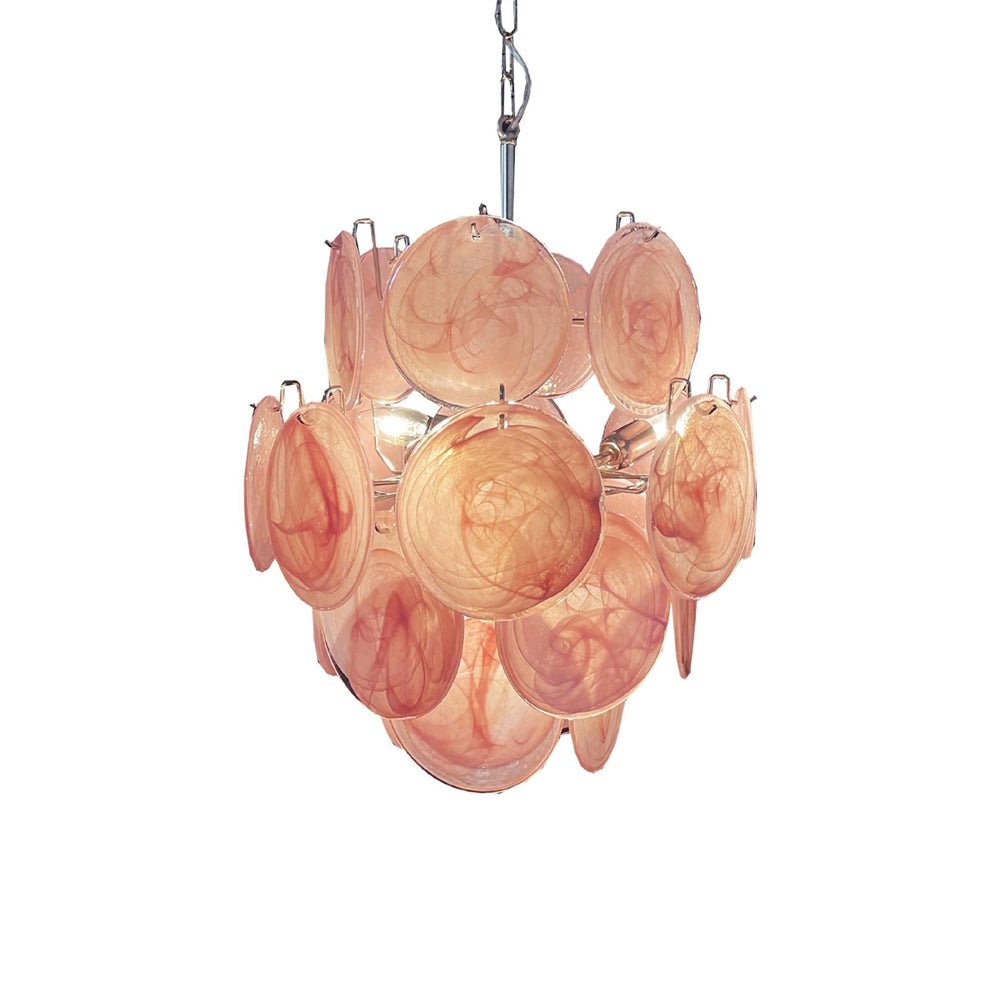 Pink Disc Glass Chandelier