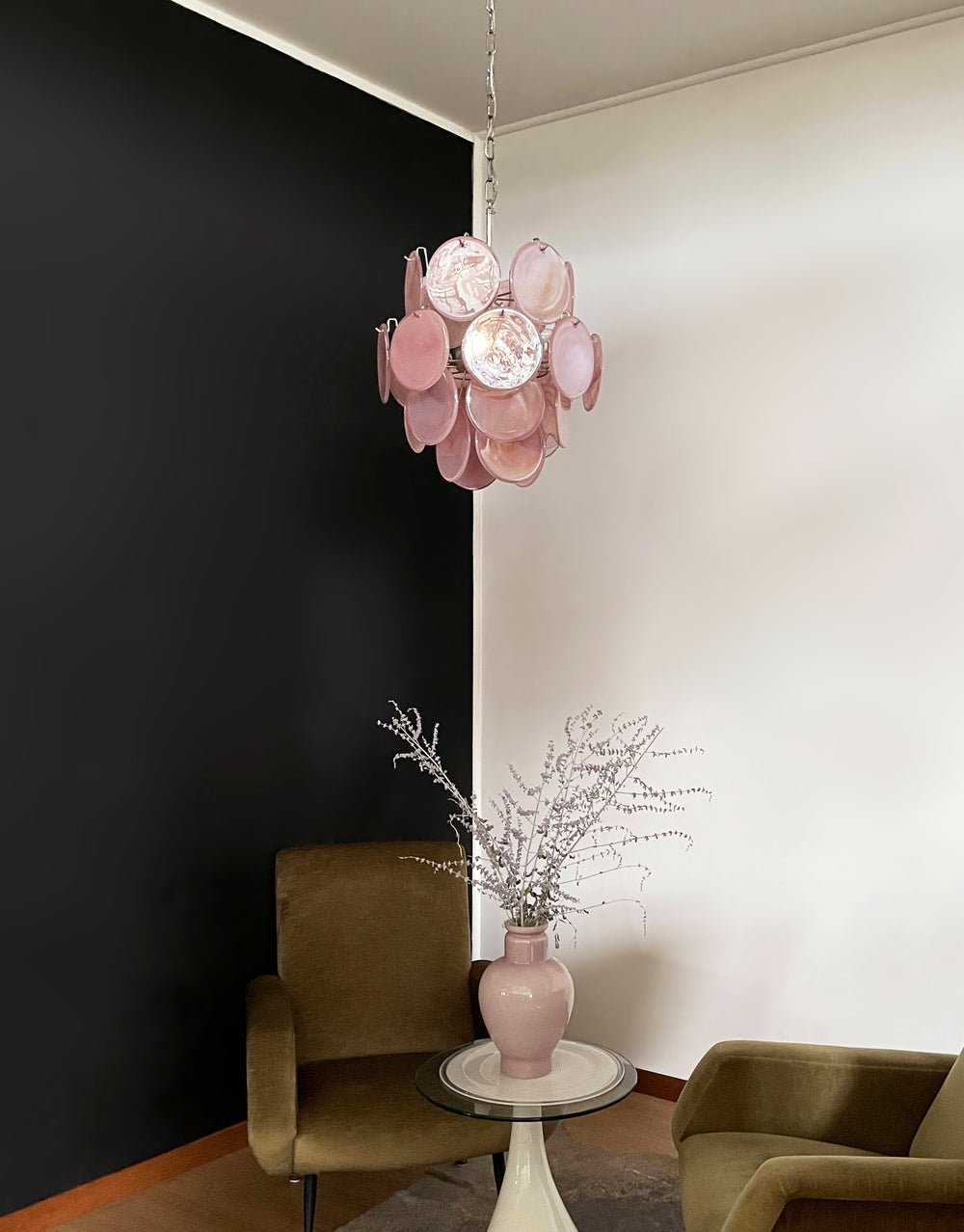 Pink Disc Glass Chandelier