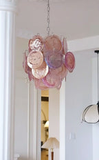 Pink Disc Glass Chandelier