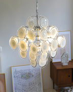 Disc White Glass Chandelier