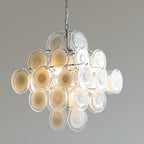 Disc White Glass Chandelier