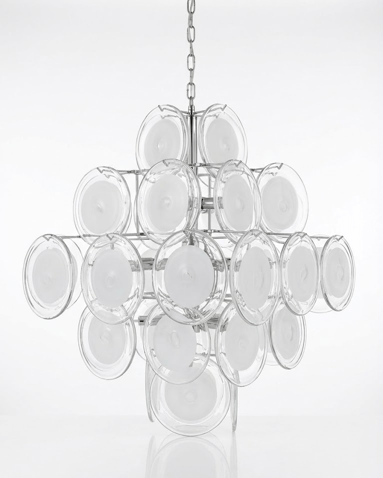 Disc White Glass Chandelier