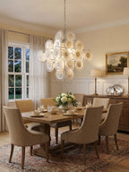 Disc White Glass Chandelier