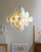 Disc White Glass Chandelier