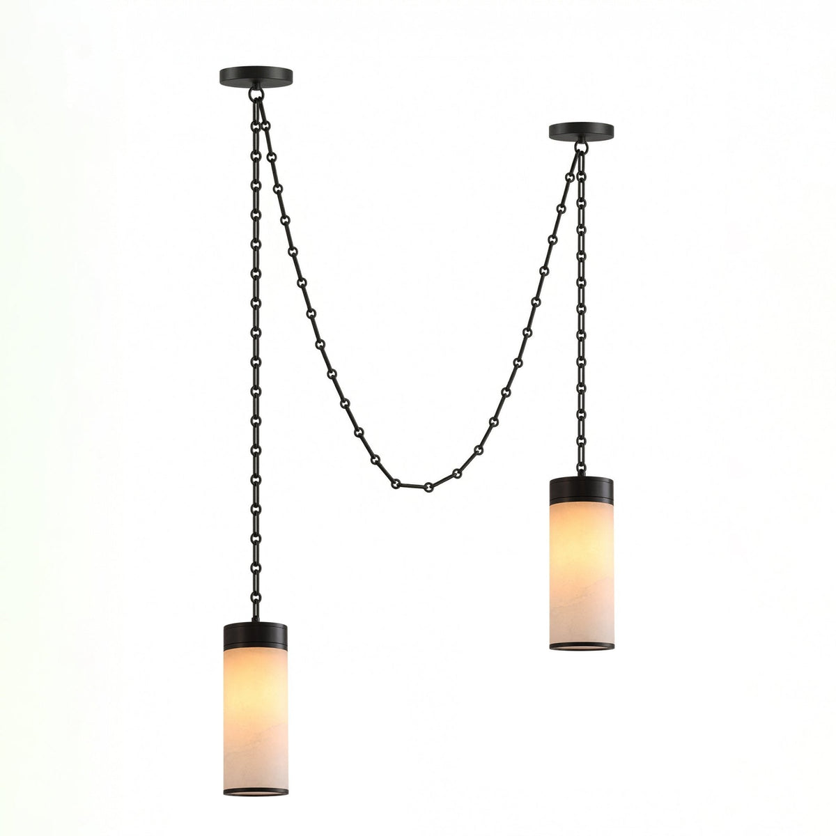 Cascading Chain Cylinder Chandelier