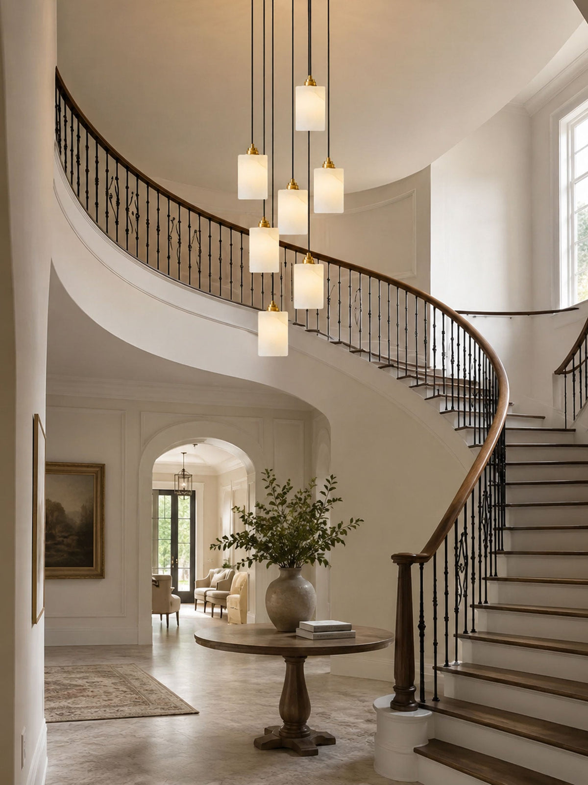 Alabaster Cylinder Cluster Chandelier