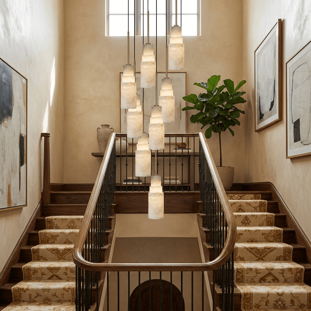 Tiered Alabaster Cluster Chandelier