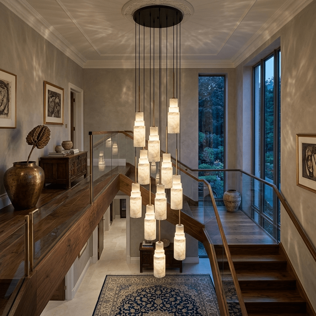Tiered Alabaster Cluster Chandelier