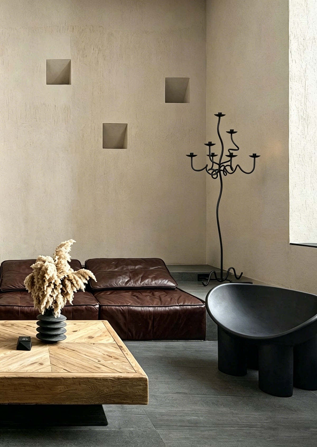 Hand Forged Iron Floor Candelabra
