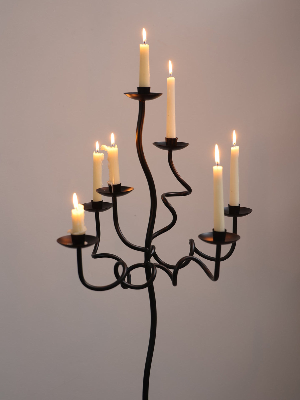 Hand Forged Iron Floor Candelabra