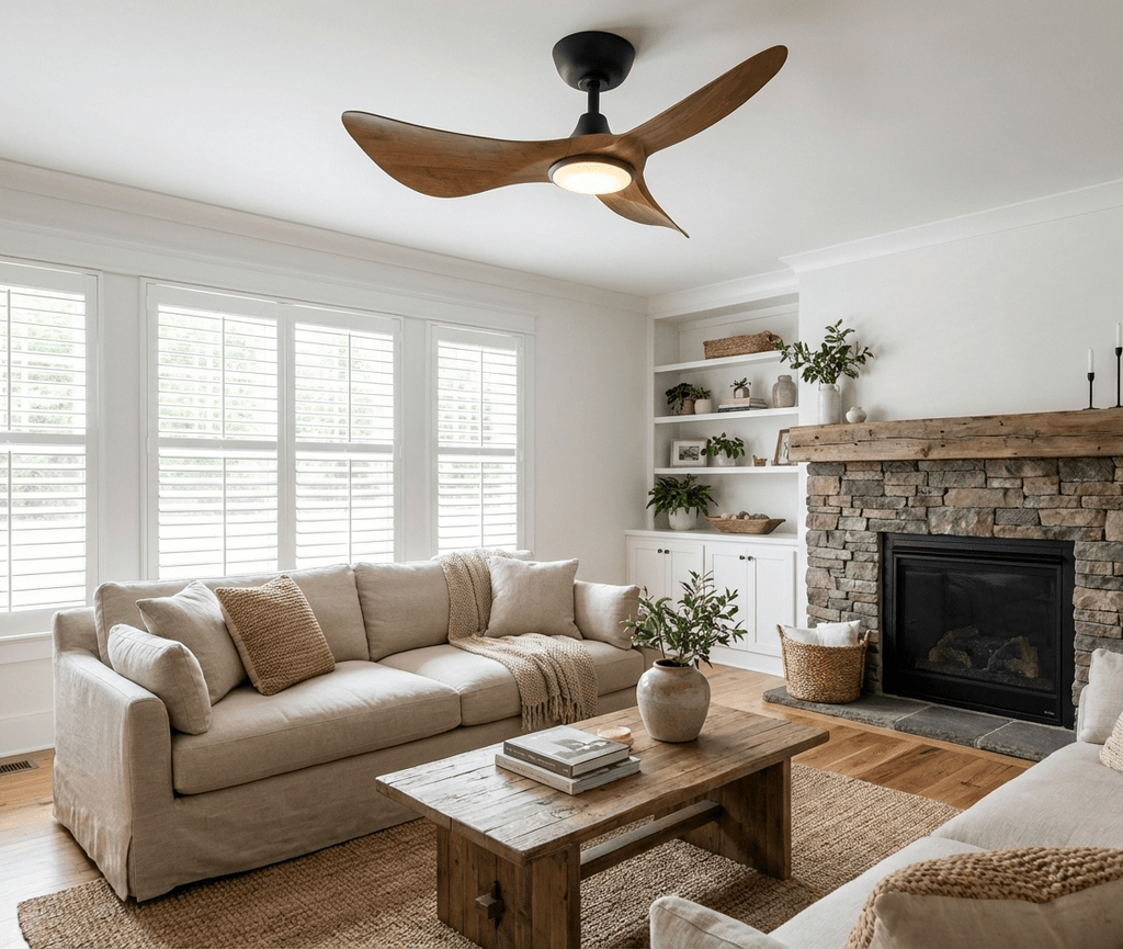 Volant Sculpted Wood Ceiling Fan Light