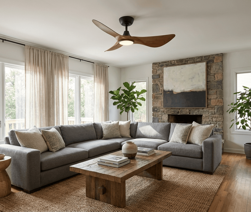 Volant Sculpted Wood Ceiling Fan Light