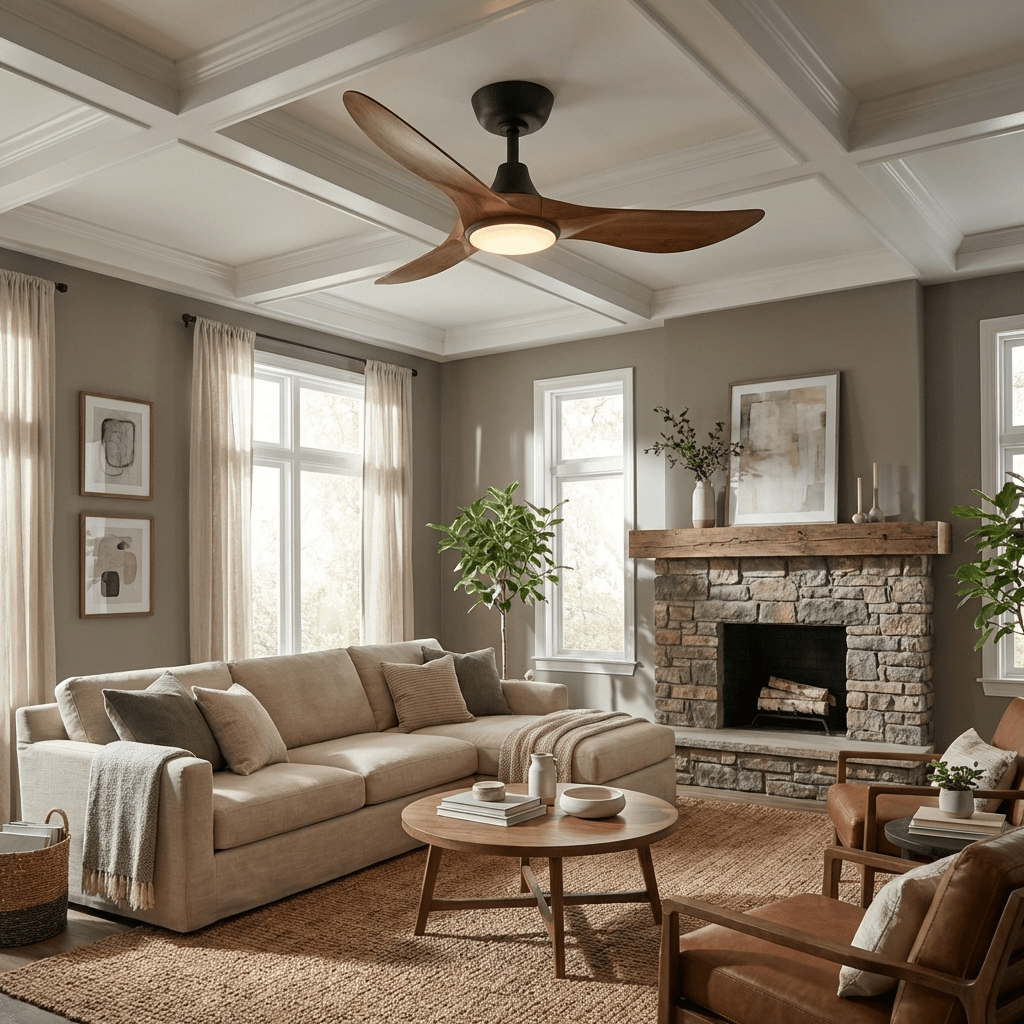Volant Sculpted Wood Ceiling Fan Light