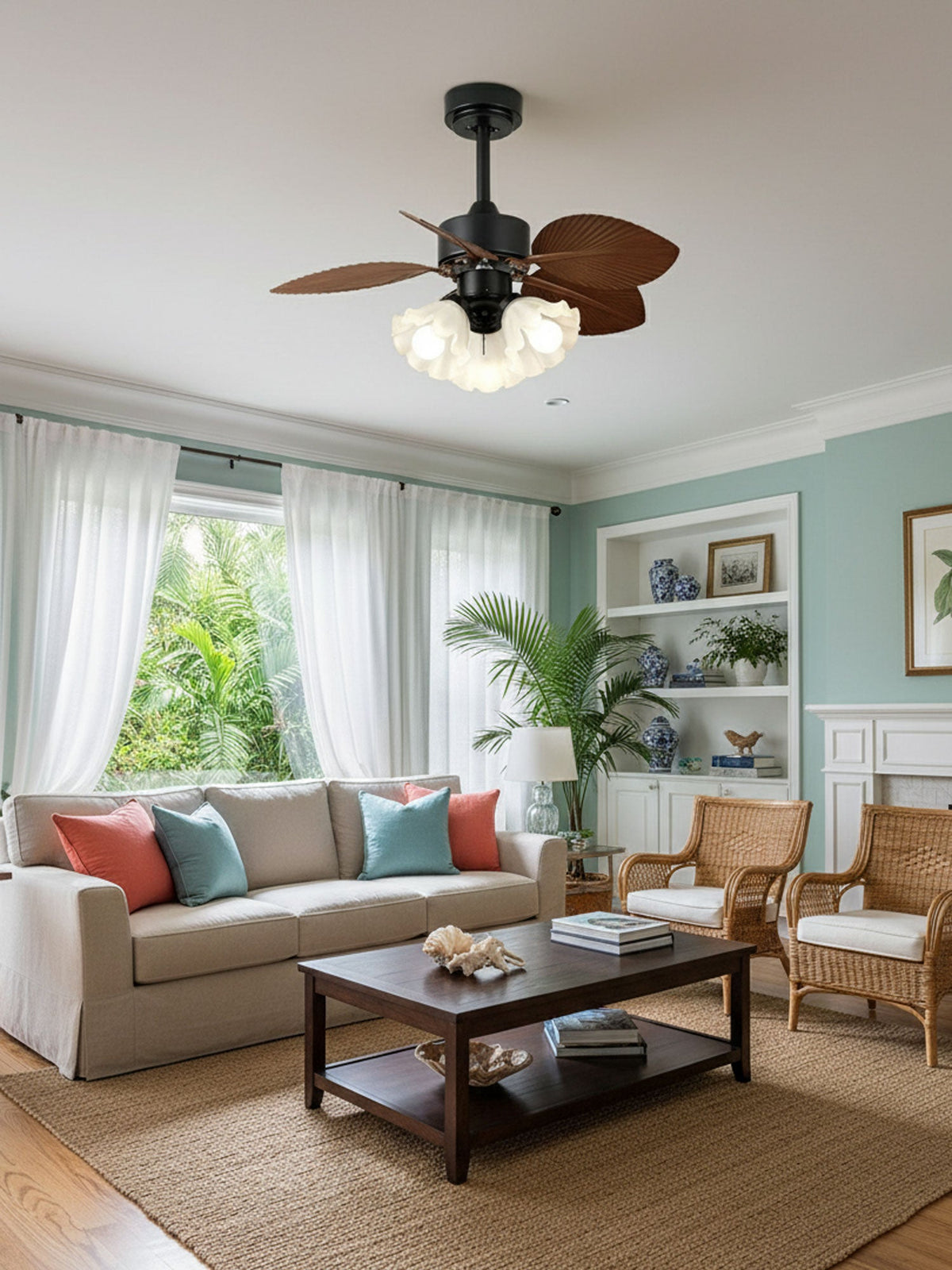 Floriva Leaf Ceiling Fan Light