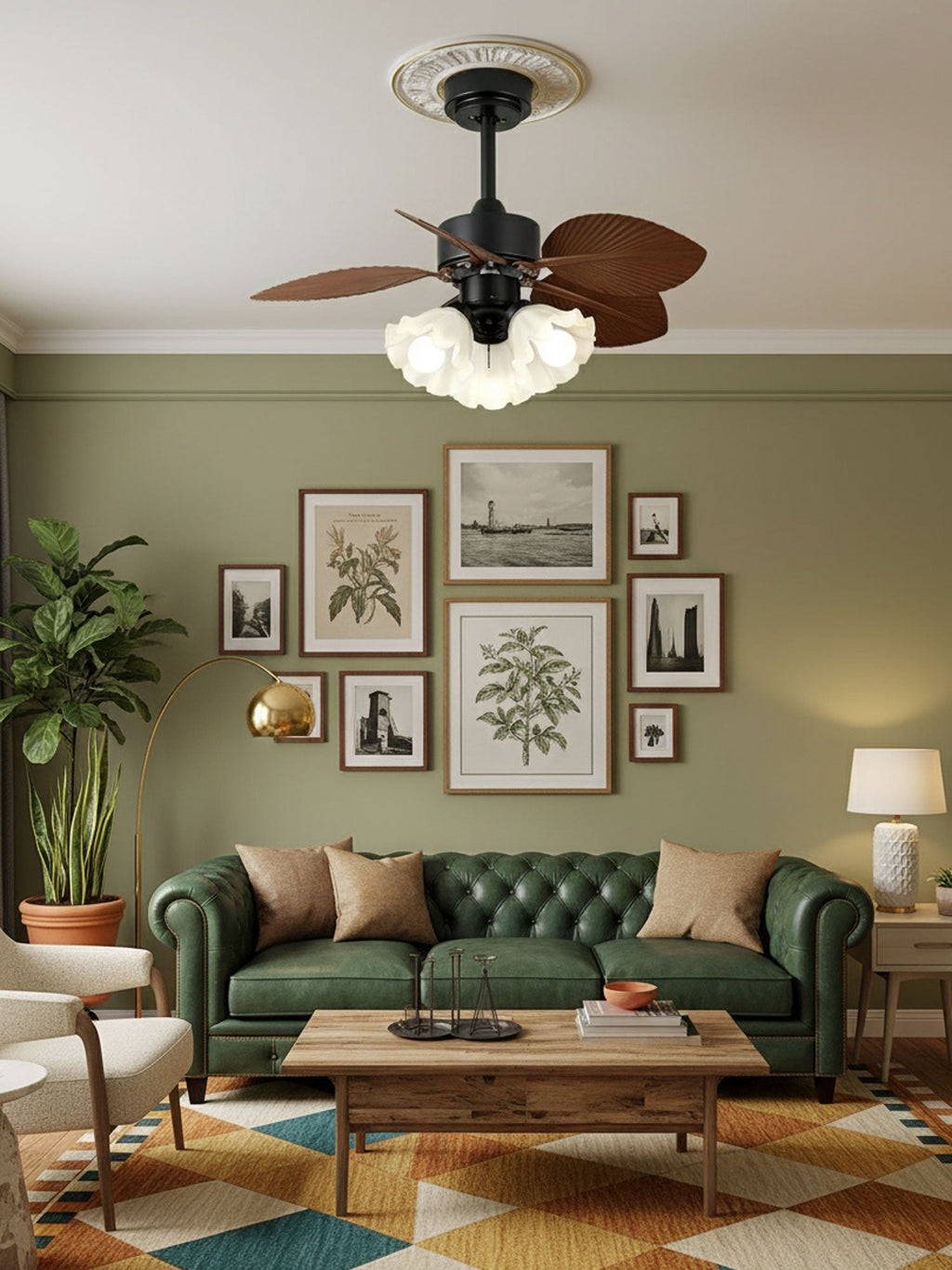 Floriva Leaf Ceiling Fan Light