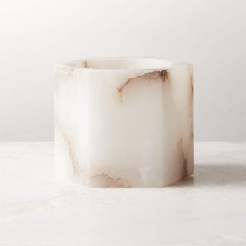 Alabaster Cube Candle Holder
