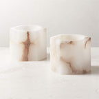 Alabaster Cube Candle Holder
