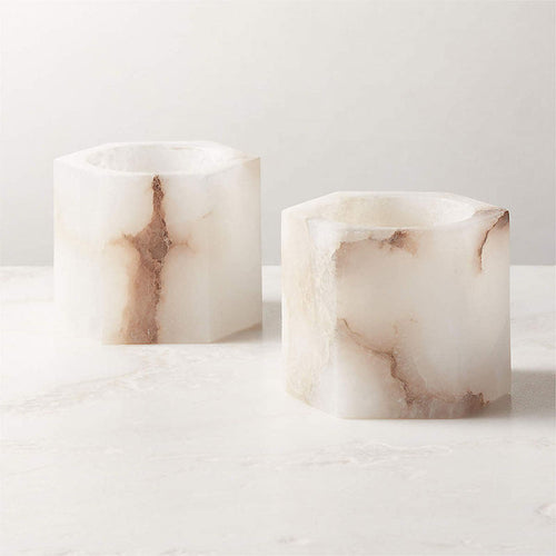 Alabaster Cube Candle Holder