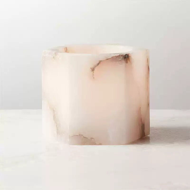Alabaster Cube Candle Holder