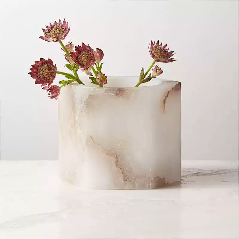 Alabaster Cube Candle Holder