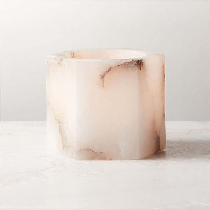 Alabaster Cube Candle Holder