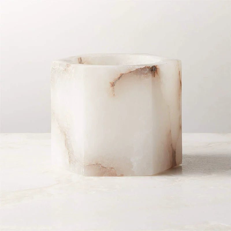 Alabaster Cube Candle Holder