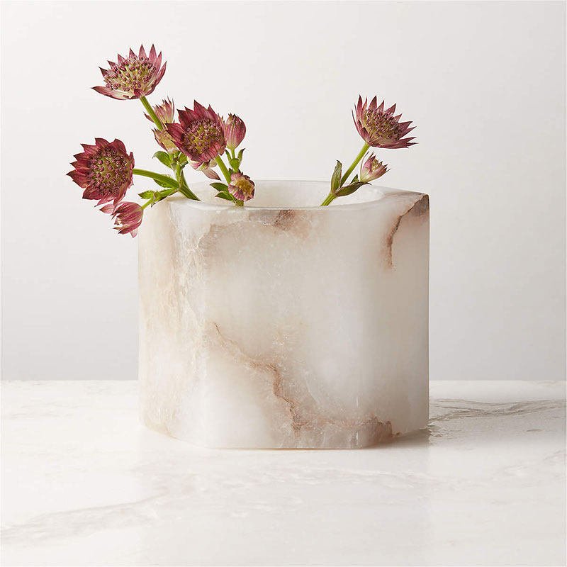 Alabaster Cube Candle Holder