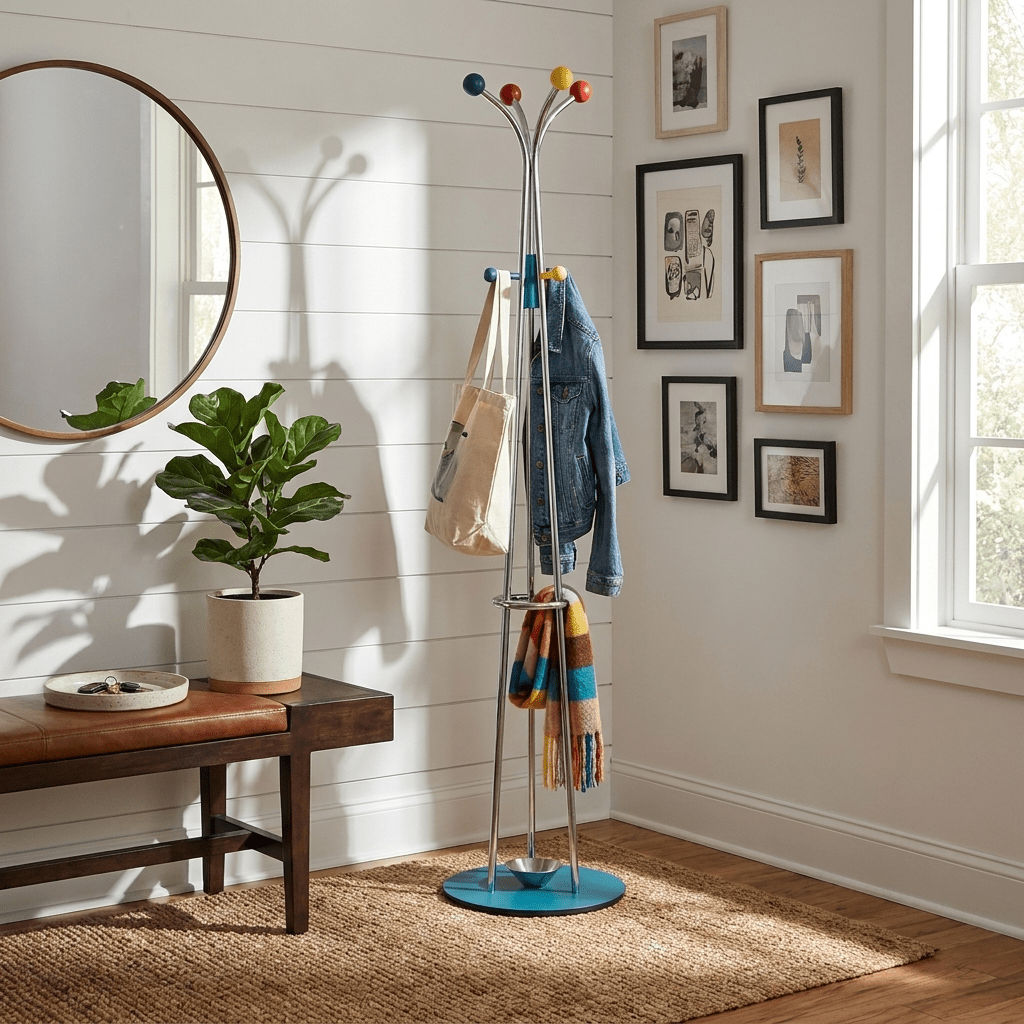 Ball Top Standing Coat Rack