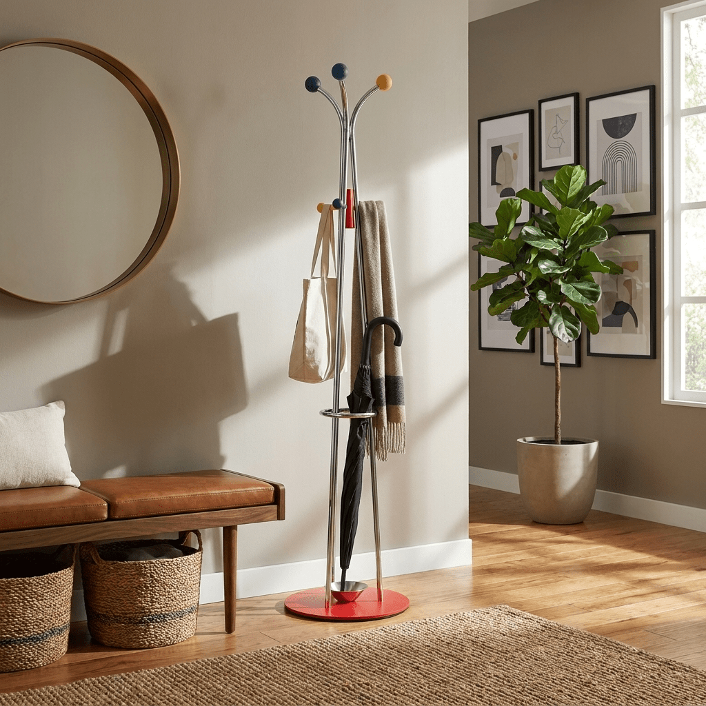 Ball Top Standing Coat Rack