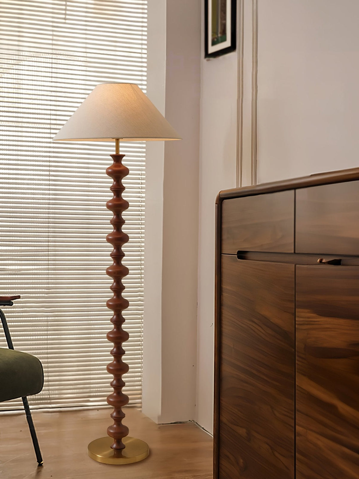 Sculpted Rhythm Wood Floor Lamp