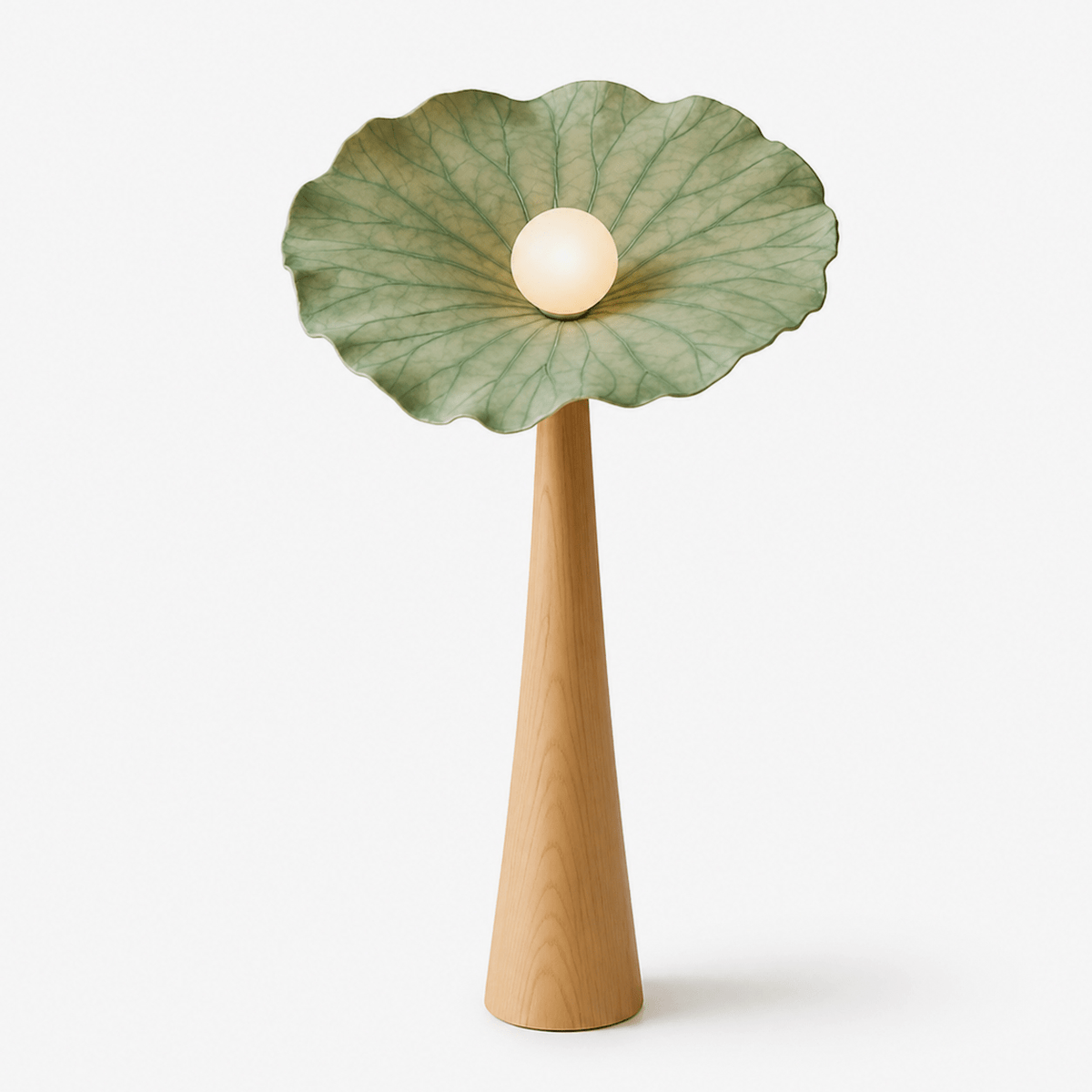 Lotus Veil Woodgrain Floor Lamp
